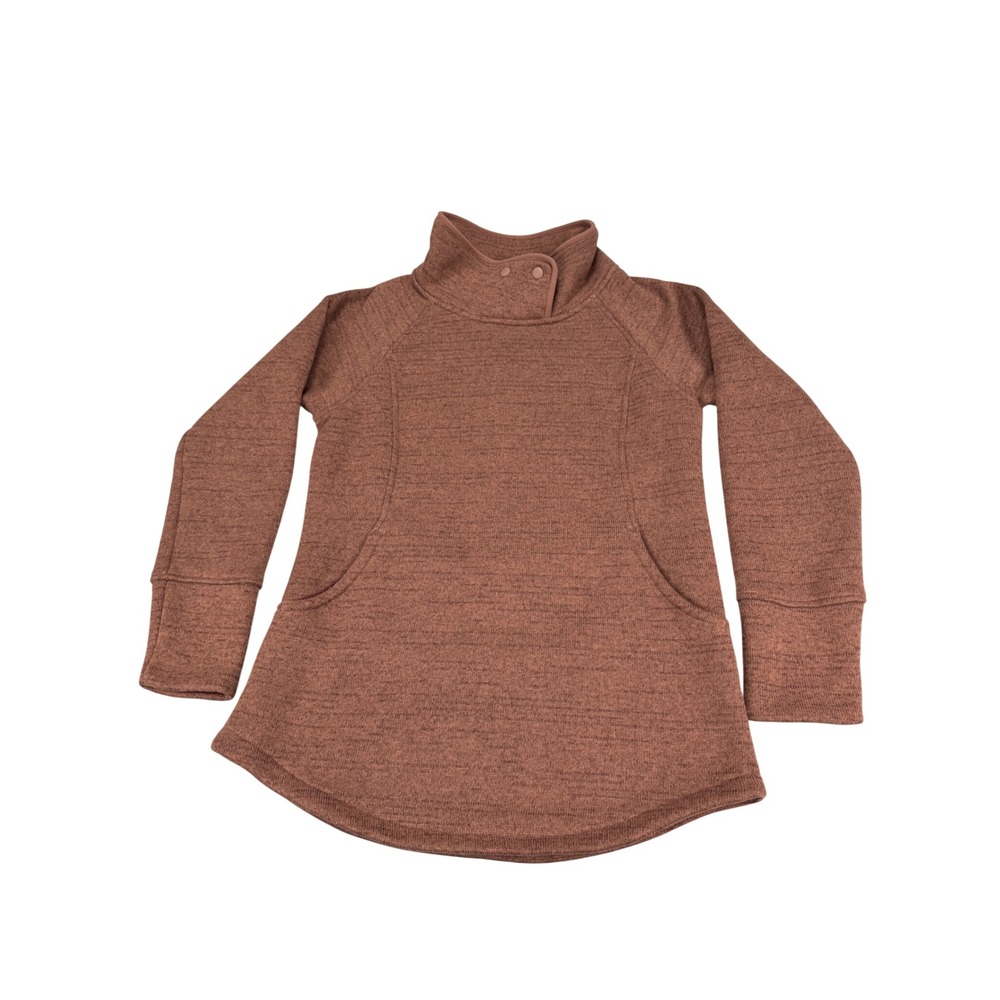 Prana Womens Better Sweater Funnel Neck Snap Pullover Terracotta Marl Medium